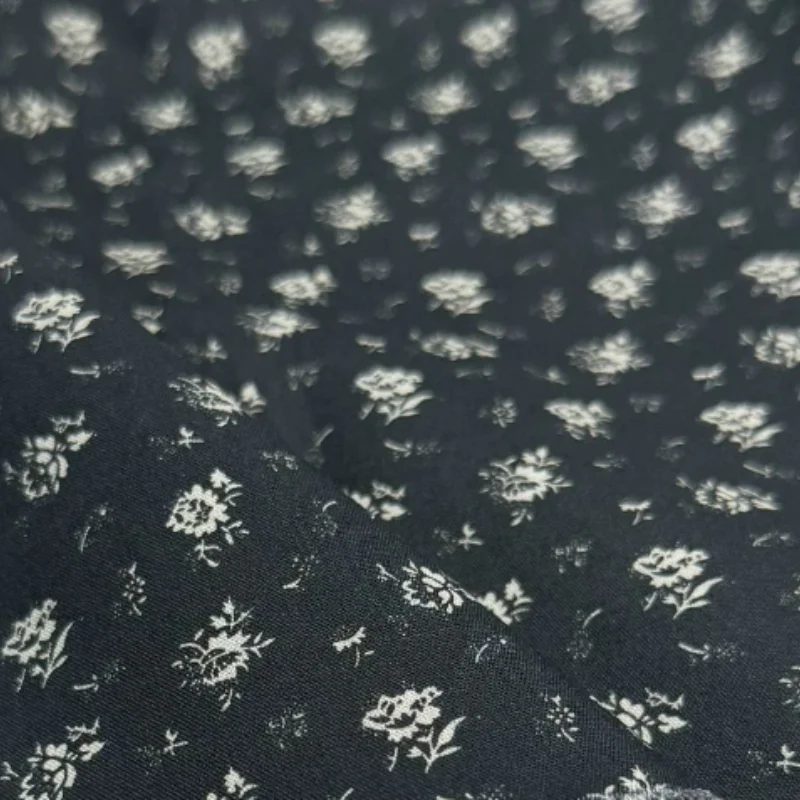Pure Cotton Combed High Count Fabric Black Grey Small Floral Print Shirt Dress Summer Apparel Handmade Sewing DIY Craft Material