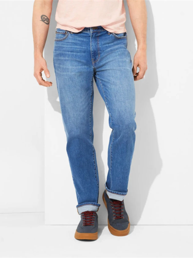 

plus Size Men's Straight Leg Jeans Slim Fit Jeans Extra Long for Tall Guys Comfortable Casual Denim Pants mid Waist Zipper