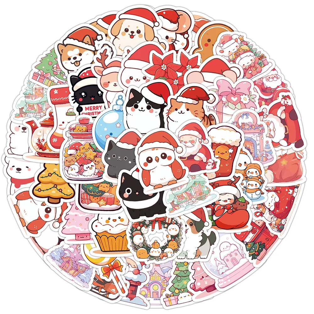 

10/30/50PCS Cute Chrismas Santa Claus Graffiti Sticker for Laptop Luggage Skateboard Guitar Waterproof Kawaii Sticker Decals Toy