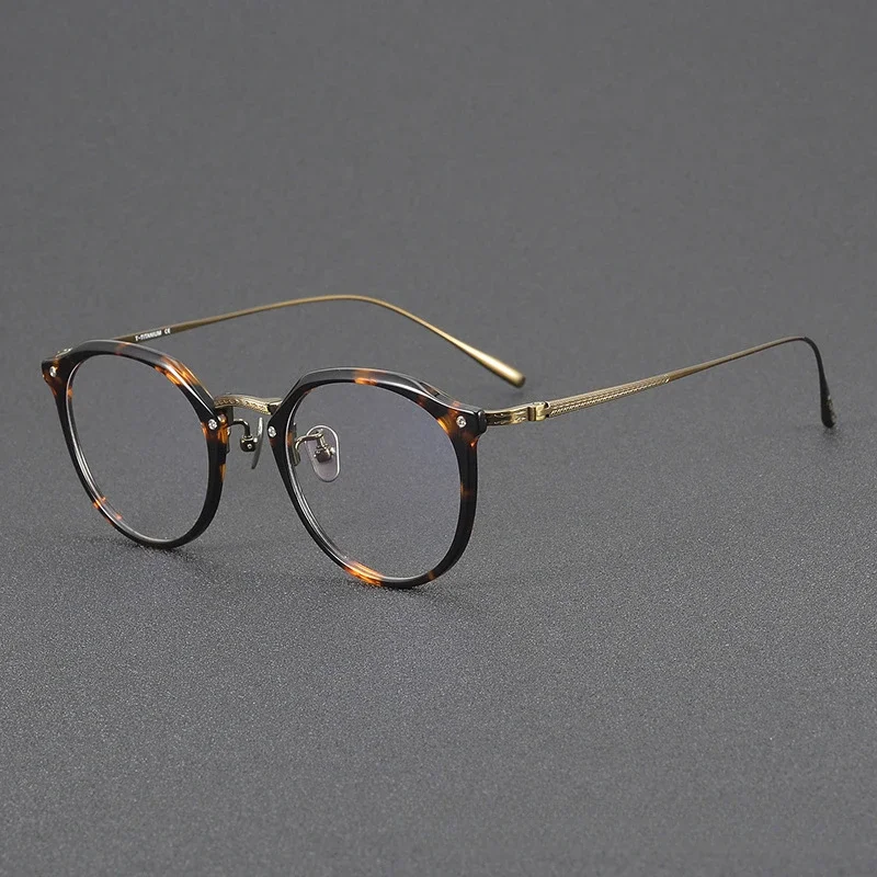 Gafas para miopía de titanio puro de acetato pequeño de Color degradado redondo de alta calidad monturas Retro para hombres gafas graduadas para mujeres