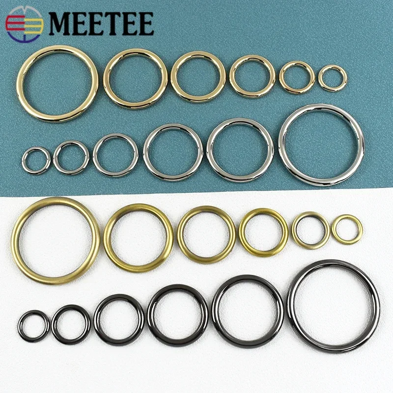5/10P Meetee 15-50mm Metal O Ring Hook Circle Bag Strap Connection Loop Collor Shoes Clothes Loops Clasp Carabiner Clip Hardware