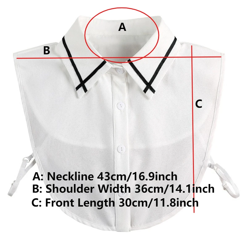 클래식 페이크 칼라 블라우스 여성 탈부착 가능한 셔츠 칼라 쉬폰 가짜 칼라 여성 라펠 블라우스 탑 타이 여성 장식용
