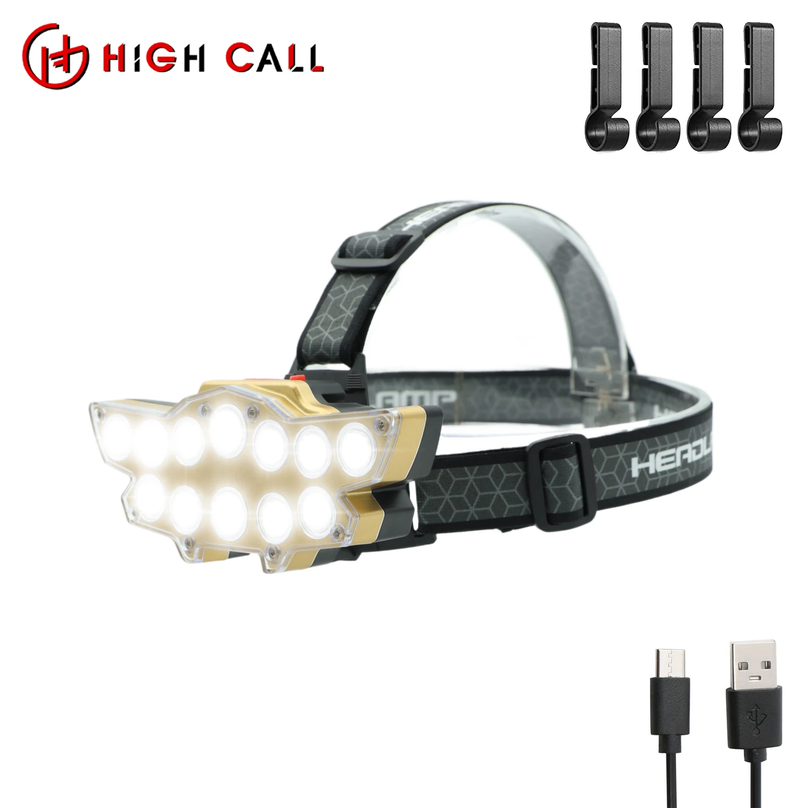 

Головной фонарь светодиодный USB, мощный фонарик с перезаряжаемой батареей, водонепроницаемый Головной фонарь для охоты и рыбалки, фонарь для кемпинга