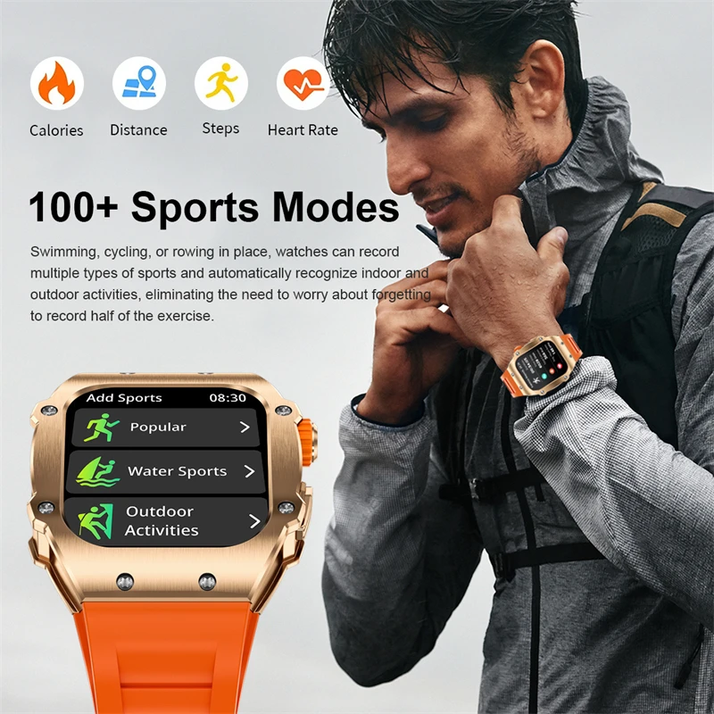 2024 Sport all'aria aperta Astuto Della Vigilanza Degli Uomini Schermo da 1.91 pollici Chiamate Bluetooth Impermeabile Viaggio AI Voce Uomini Smartwatch Per IOS Android