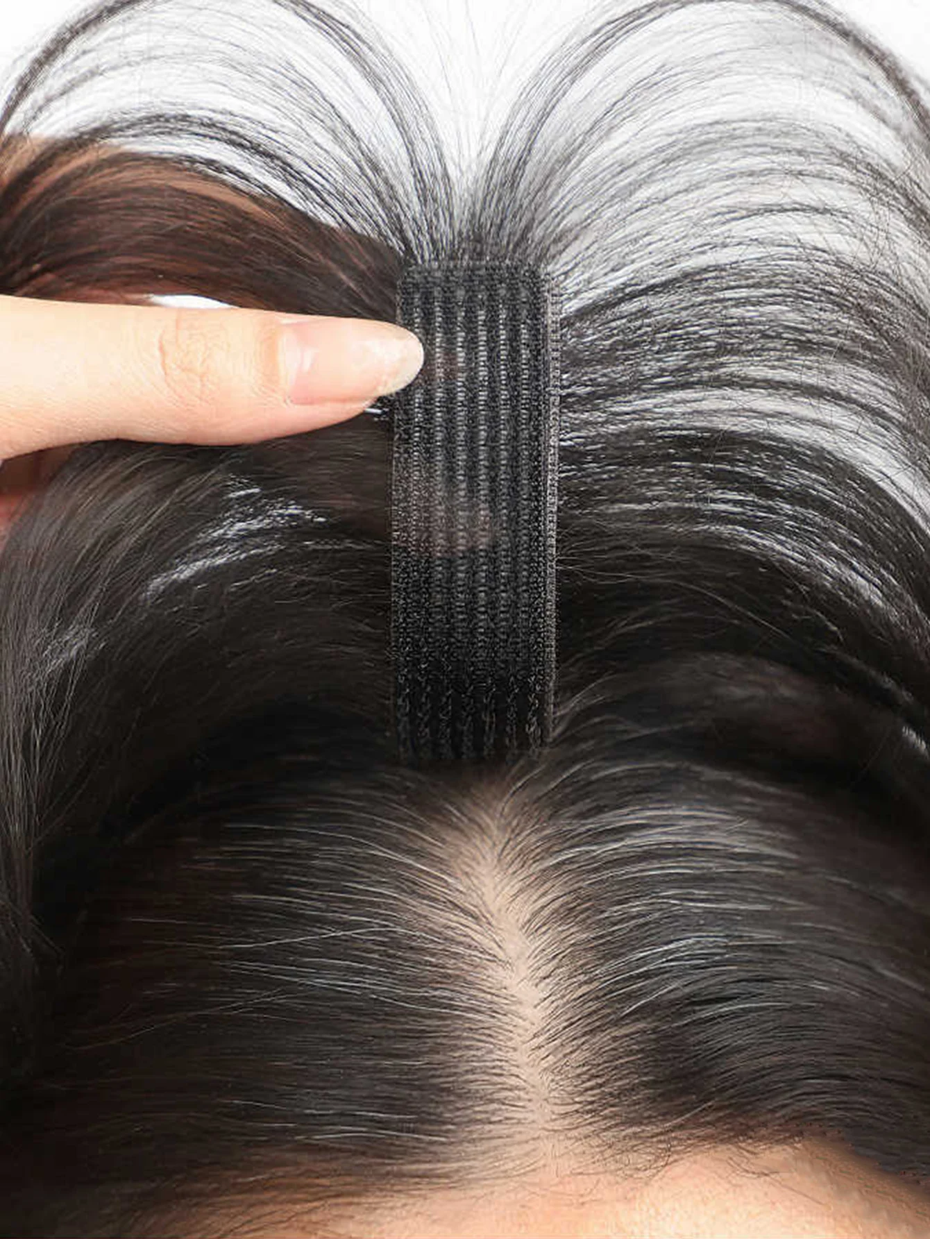 Patchs de couture de cheveux synthétiques, pièce supérieure augmente le Volume des cheveux, frange de séparation Flexible, cheveux gris, adapté aux femmes au quotidien