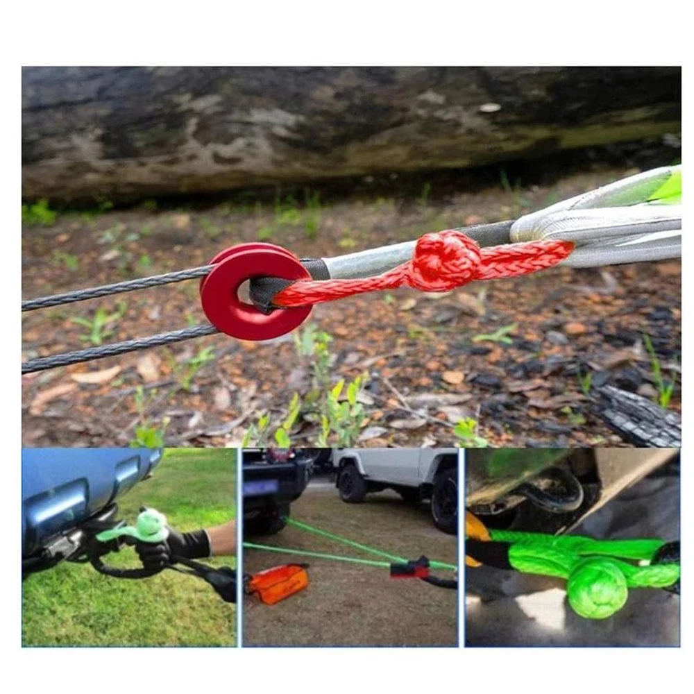 Trailer Towing Wheel 41000lbs Winch Snatch Recovery Ring Heavy Duty Rope Pulley for ATV UTV SUV Truck Off Road Vehicle