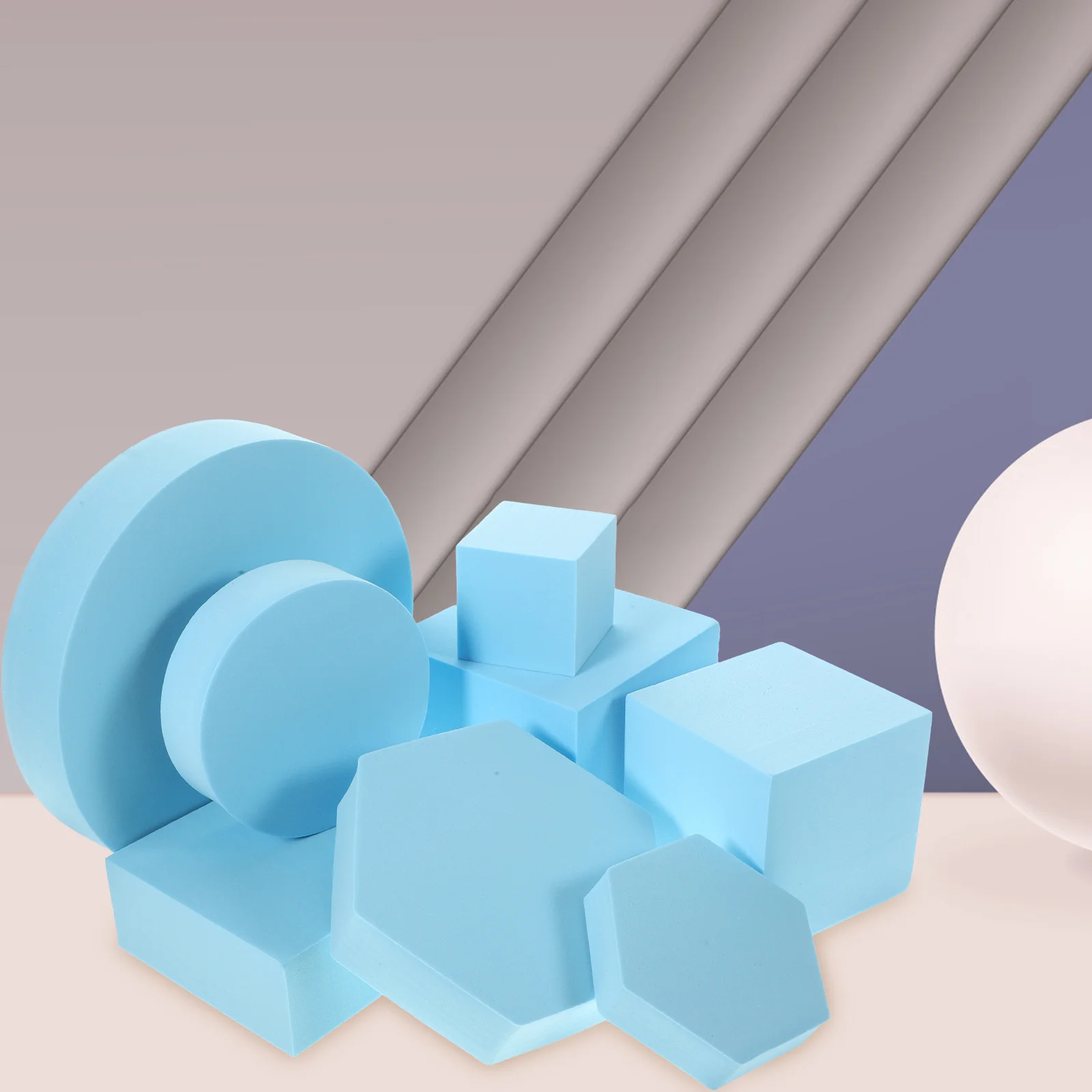 8 Pcs Geometric Three-dimensional Ornaments Cosmetics Photo Props Foams Geometry Cube Lipstick Jewelry White