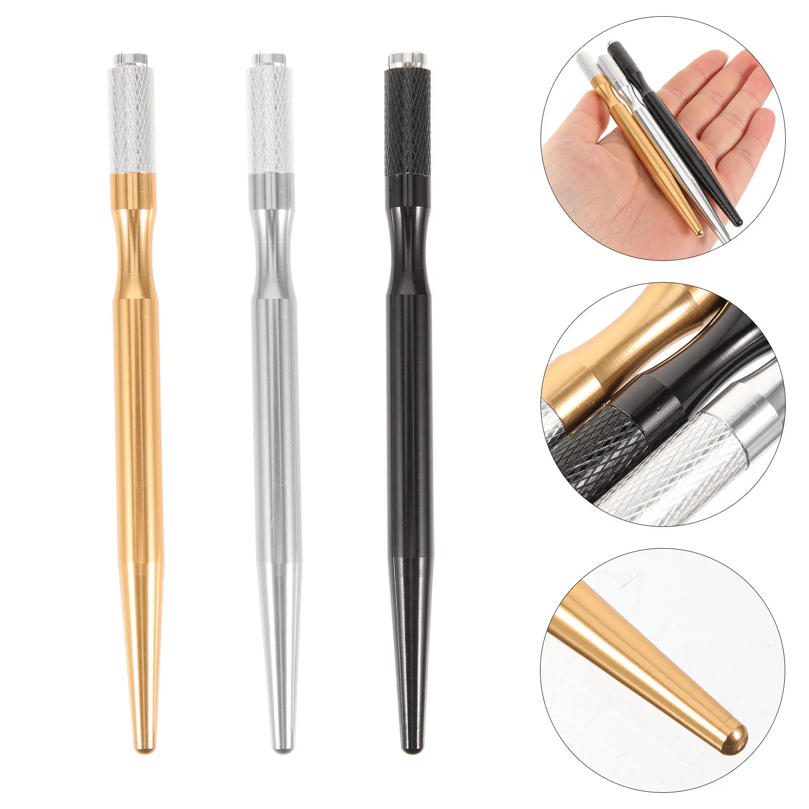 

3Pcs Aluminum Microblading Pencil for Eyebrows Eyeliner Lips Microblading Tool Professional Tattooing Pen Compact Portable