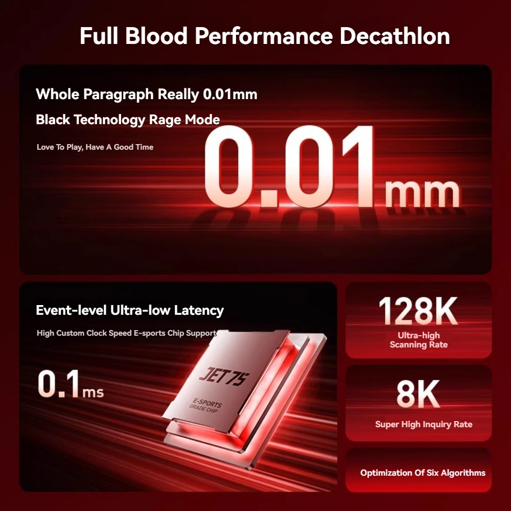 MCHOSE Jet75 Teclado mecánico interruptor magnético con cable junta de intercambio en caliente RGB 8000Hz 0,1 MS RT 0,01mm teclado personalizado 75% FPS para juegos