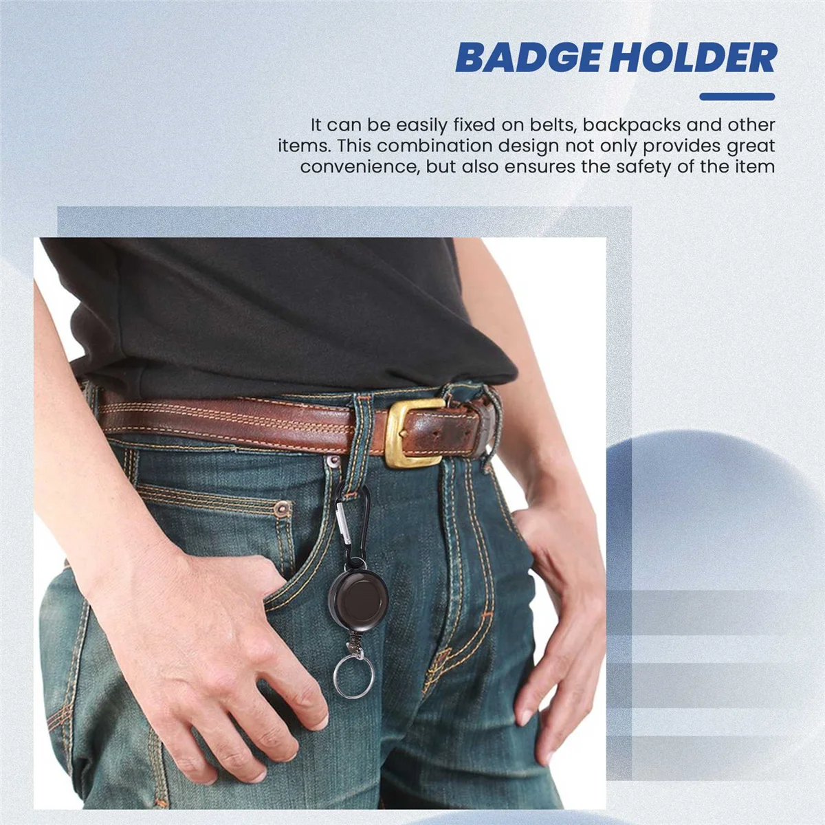 Лот 1, держатель для бейджа, держатель для намотки, брелок, выдвижной карабин, зажим для ремня, держатель для удостоверений личности, черный