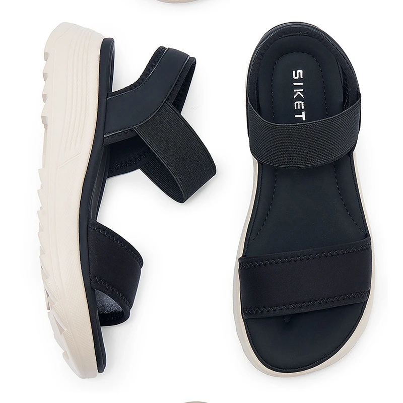 2025 الصيف الصنادل المريحة غير رسمية موضة المطاط 5 سنتيمتر المضادة للانزلاق إسفين سميكة القاع المرأة صنادل شاطئ 5026-3