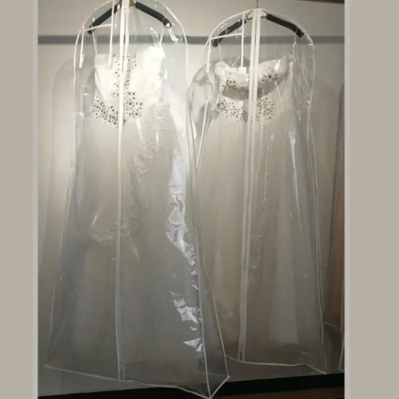 

A52E Elegant Wedding Gown Dust Cover Clear Bag Breathable Bag for Suits Dresses Coats Jackets and Shirt