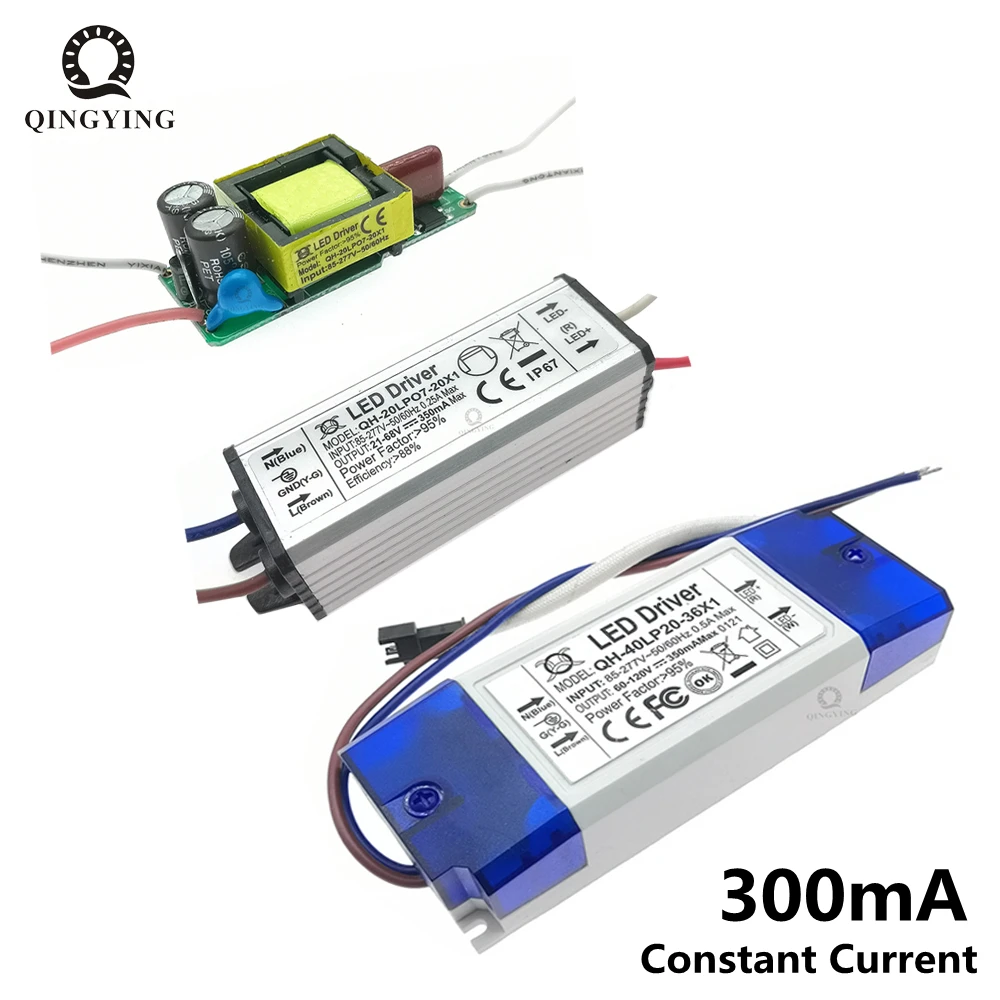 LED Driver 300mA 1W 3W 5W 10W 15W 20W 30W 36W High PF Constant Current 1-5x1W 6-10x1W 7-20x1W 20-36x1W For LED Bulb Transformers