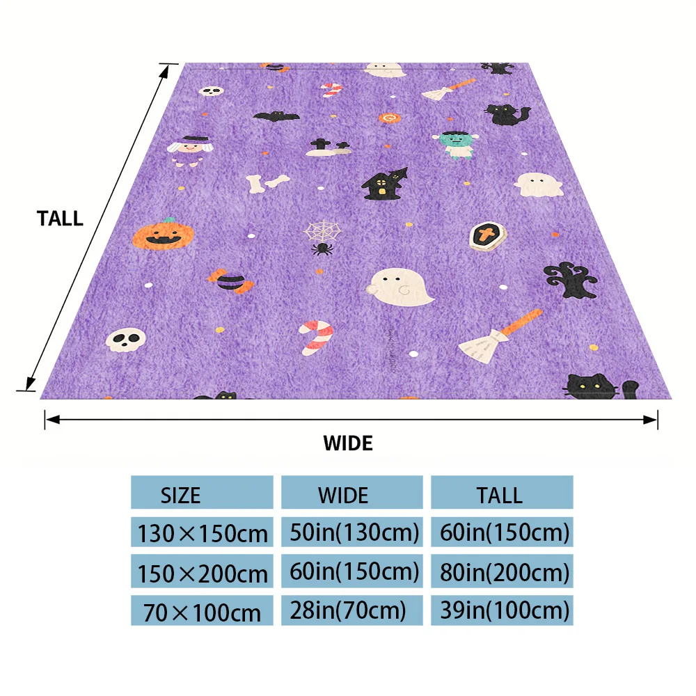 Halloween Icons Printed Blanket Suitable For Sofa Beds, Offices, Travel Camping Chairs, Warm Woolen Blankets