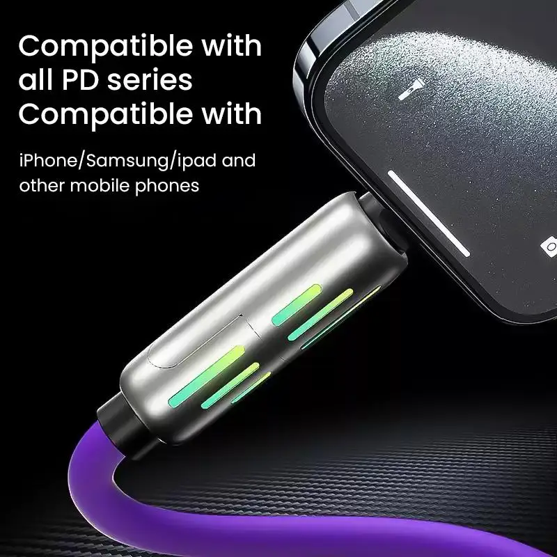 240W 4 in 1 Functional Super Fast Charge USB Type C Liquid Silicone Aluminum Alloy Data Cable For iPhone Huawei Samsung Xiaomi