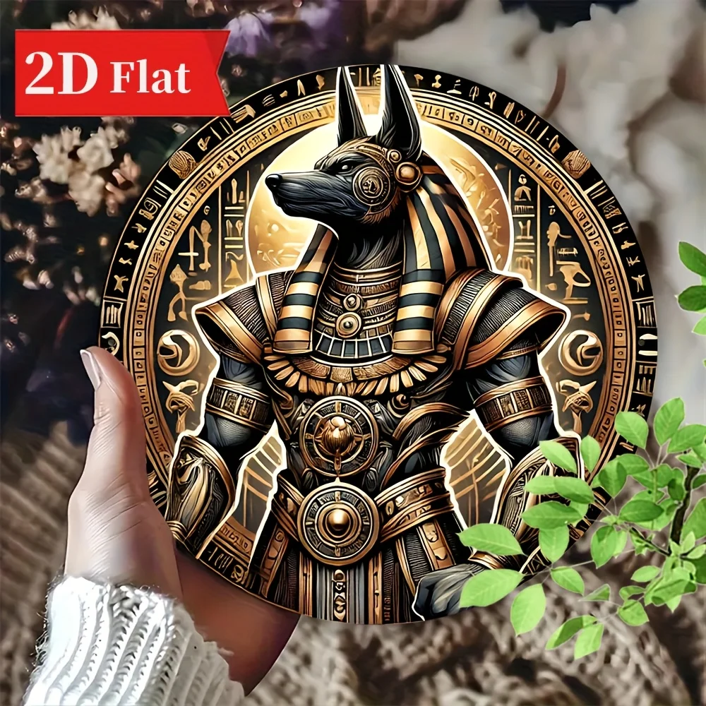 Aluminum Anubis Egyptian God Wall Decor, Waterproof Artwork, High Definition Printing, Pre-Drilled Holes, Strong Weather Resista