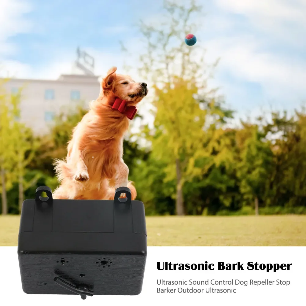 Ultrasonic Outdoor Anti Barking Device 4 Adjustable Level 50 Ft Sonic Wagg Bark Box Rechargeable Safe for Pets and People