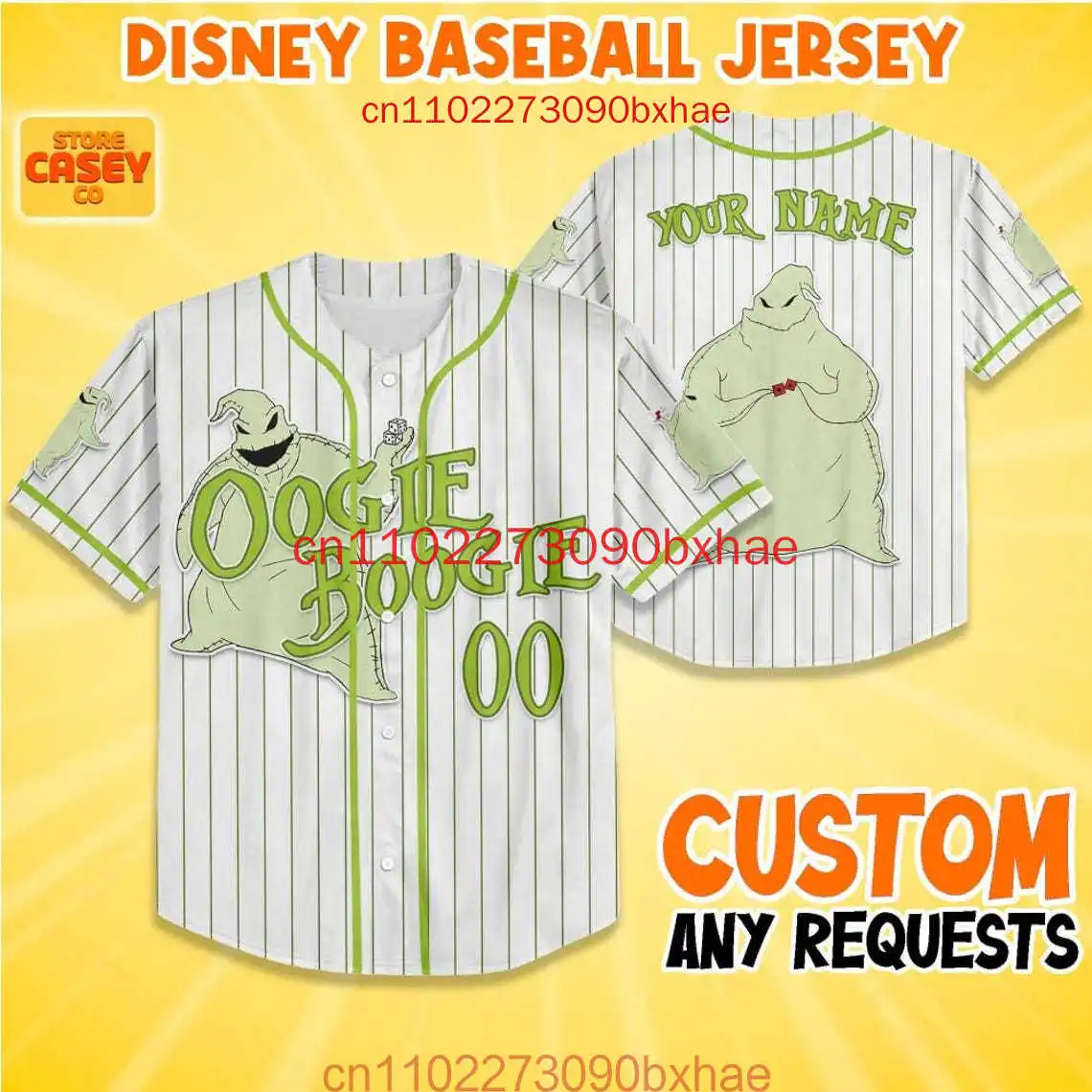 คัสตอม อู๊กี้ บู๊กี้เสื้อเบสบอล 3D พิมพ์ดิสนีย์ ฝันร้ายก่อนวันคริสต์มาสเสื้อเบสบอลเด็กและผู้ใหญ่กีฬา