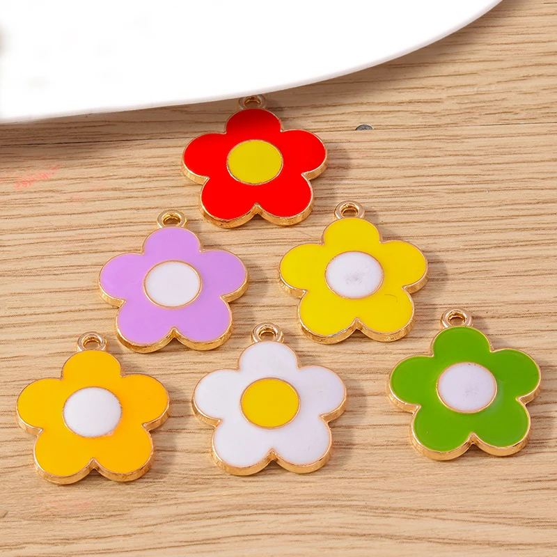 

Tusember 10pcs Colorful 18*20mm Cute Petal Flower Charms for DIY Earrings Necklace Bracelets Pendants Jewelry Accessories Craft