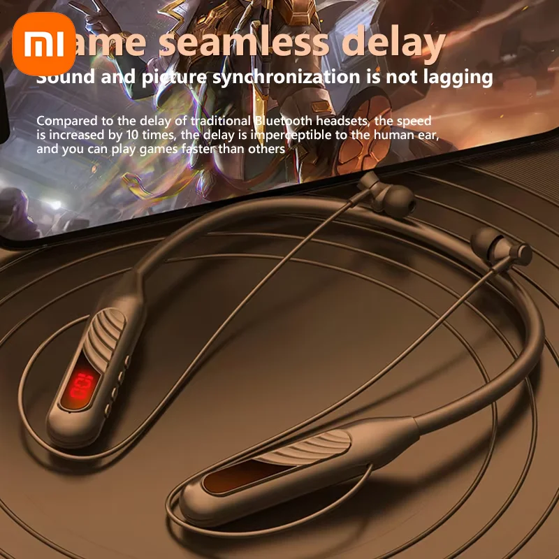 سماعات الرأس Xiaomi Bt-8 اللاسلكية التي تعمل بتقنية البلوتوث على طراز شريط حول الرقبة، وقابلة للإزالة وبطارية كبيرة لتقليل الضوضاء