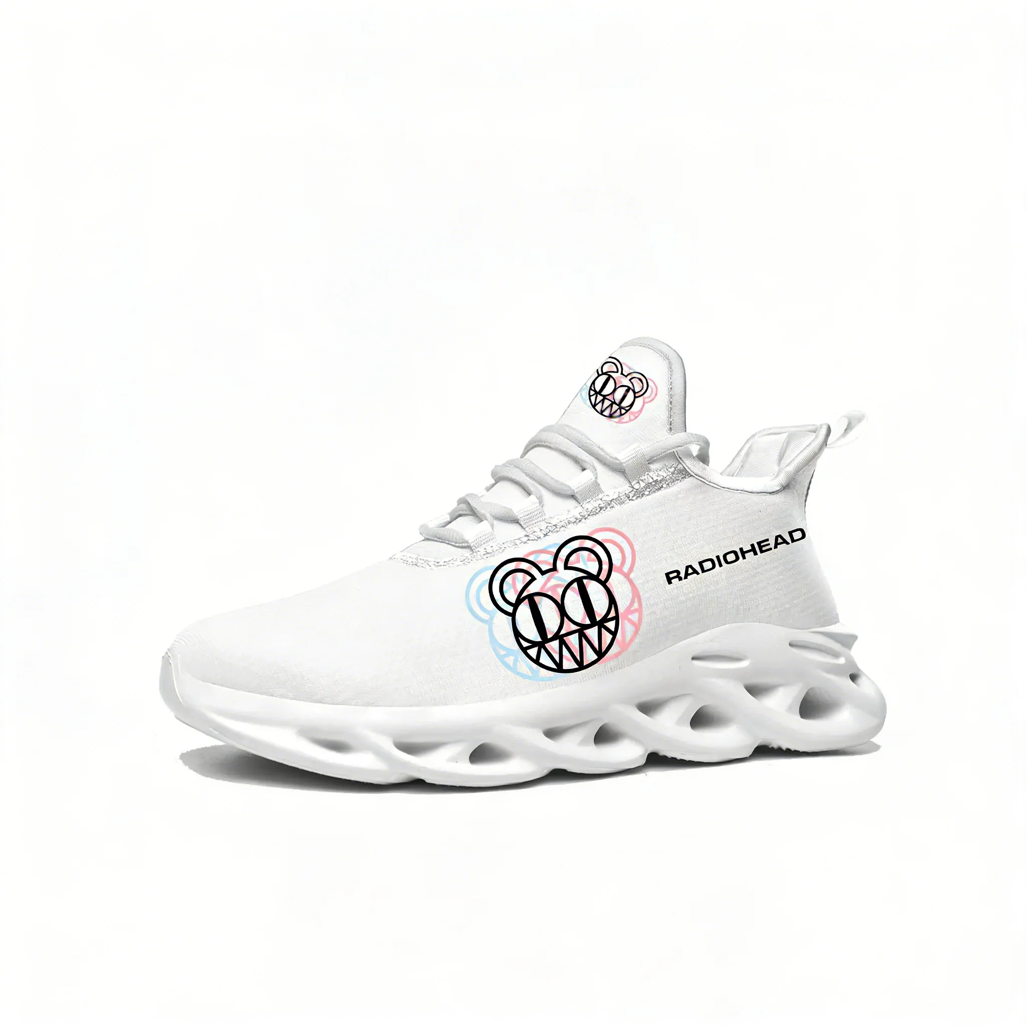

Radiohead Rock Band Lace Mesh Shoes Flat Sneaker Mens Womens Running Shoes Sport Sneakers High Quality Customized Footwear White