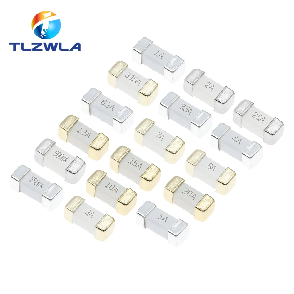 10PCS 1808 125V 250V AC 0451 SMD Fast Blow Fuse 0.5A 0.75A 1A 2A 3A 4A 5A 6.3A 8A 10A 12A 15A 500MA 750MA 2410 ultra-rapid Fuses