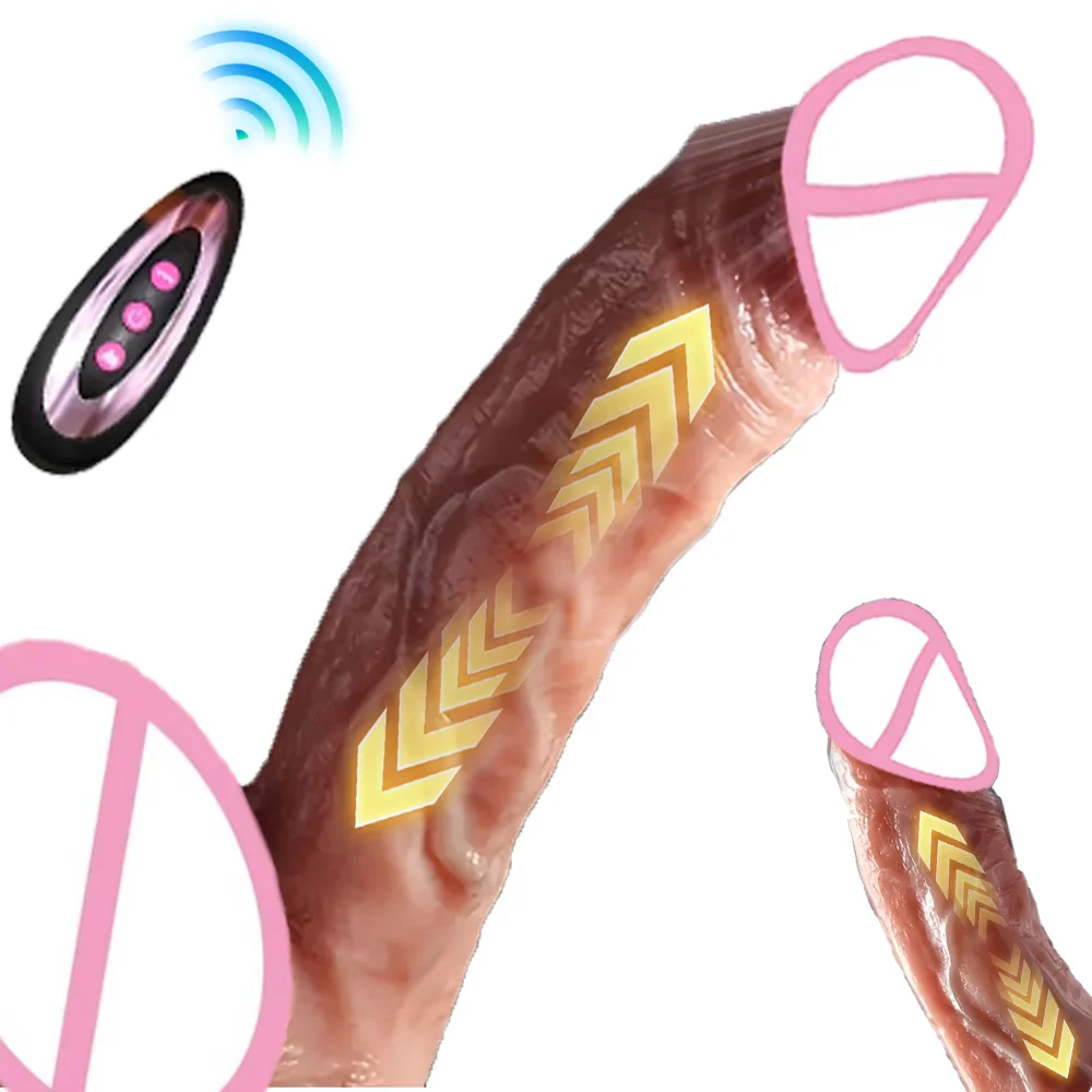 Large Silicone Vibrating Dildo with Wireless Remote Control 10 Thrusting Speeds 10 Vibration Modes And Heating Function for G-Sp