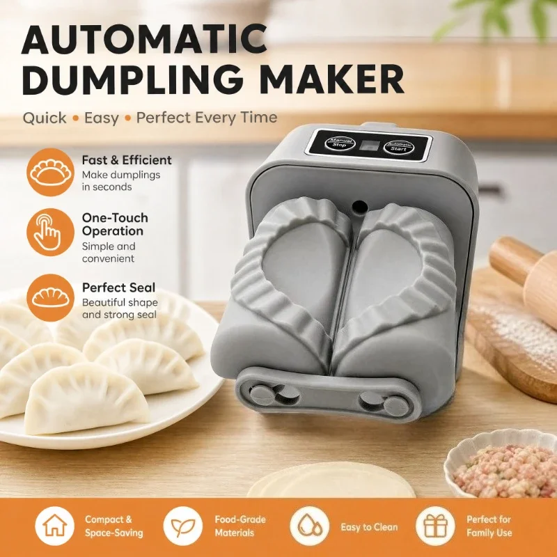 Automatic Electric Dumpling Machine, Home Dumpling Machine, Kitchen Automatic Rapid Prototyping Mold with A Spoon and Brush