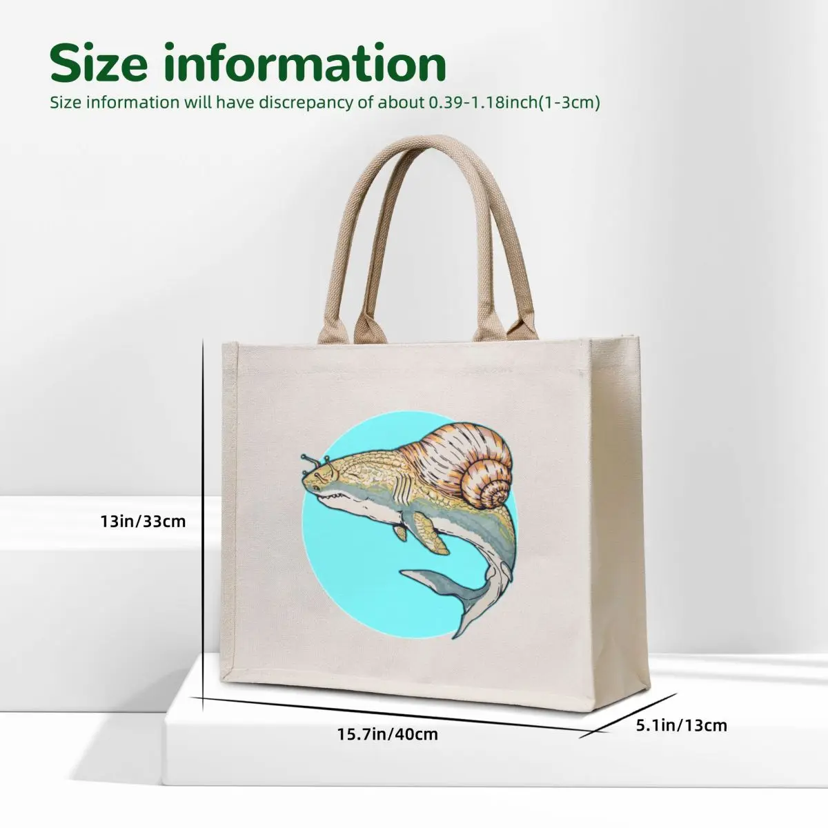 Snail Shark Tote Bag tote bag screen Lady bag great Big