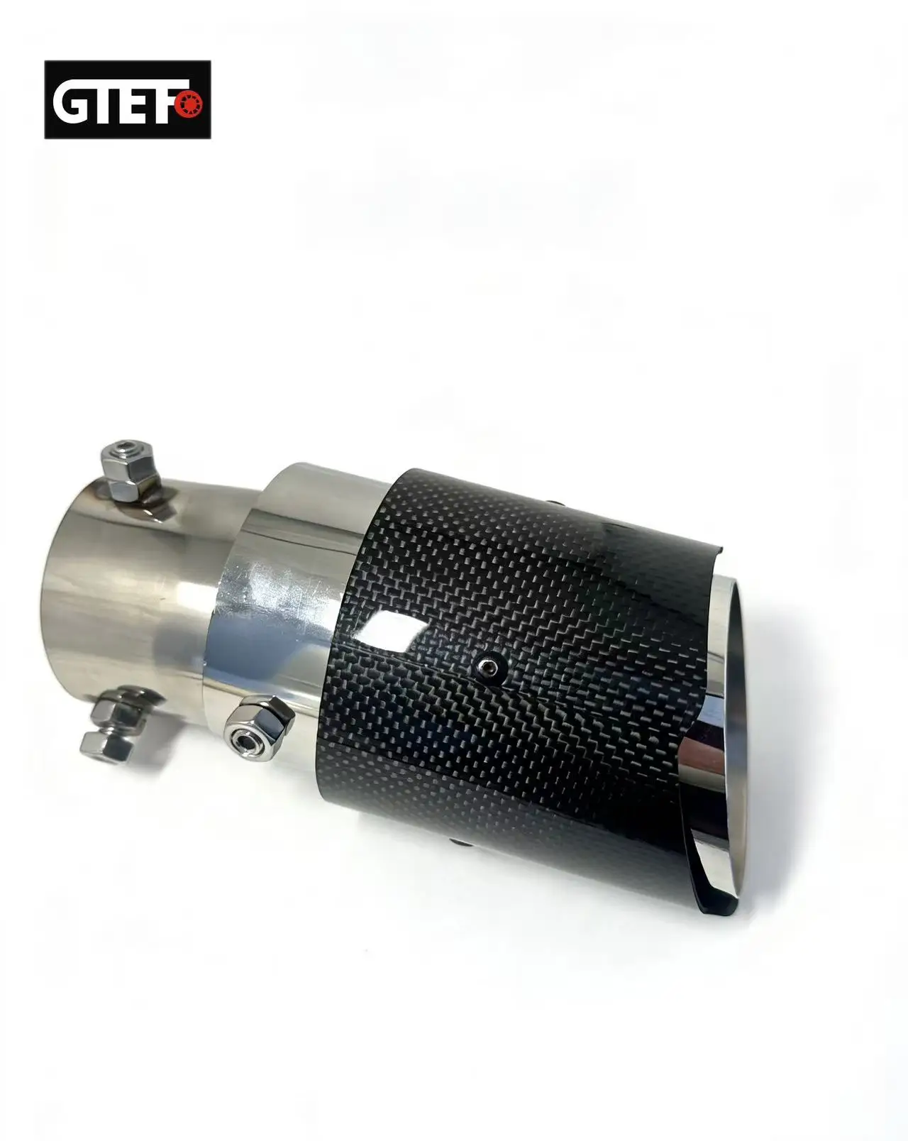 GTEFO One Piece Carbon Fiber Blue Stainless Steel Exhaust Glossy Angle Adjustable Straight Edge Tip