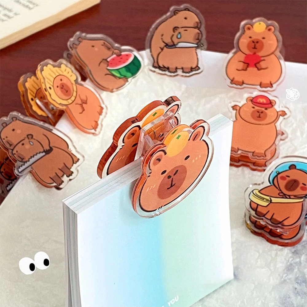 Fashion Acrylic Capybara Note Holder Double Sided Cartoon File Folder Cute Guinea Pig Folder School Office Supplies