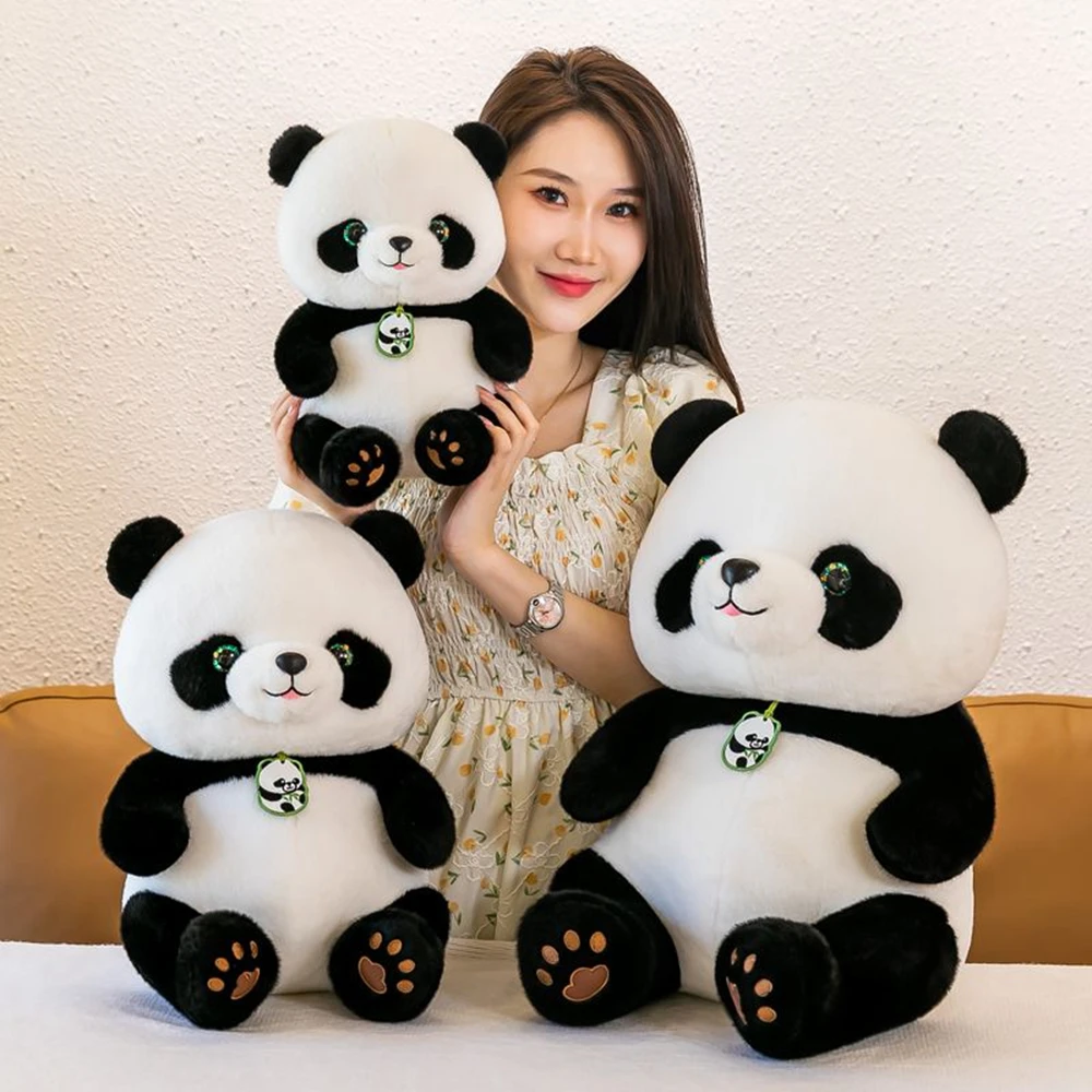 25CM Chinese Panda Plush Toy Green Eyes Chest Listing Super Full Soft Chinese National Treasure Animal Doll Children\'s Birthday