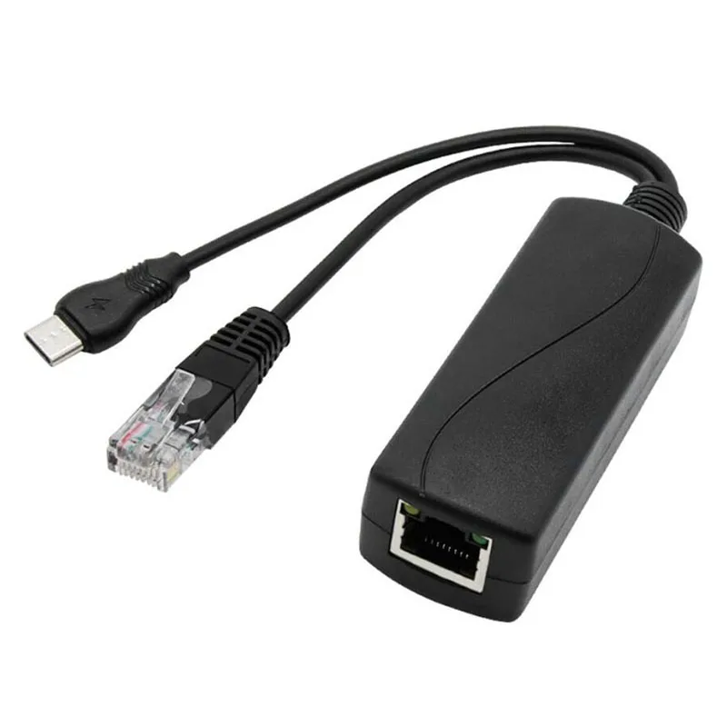 USB Tipo-C Ativo POE Splitter, Power Over Ethernet, RJ45 Feminino, 48V a 5V, W28