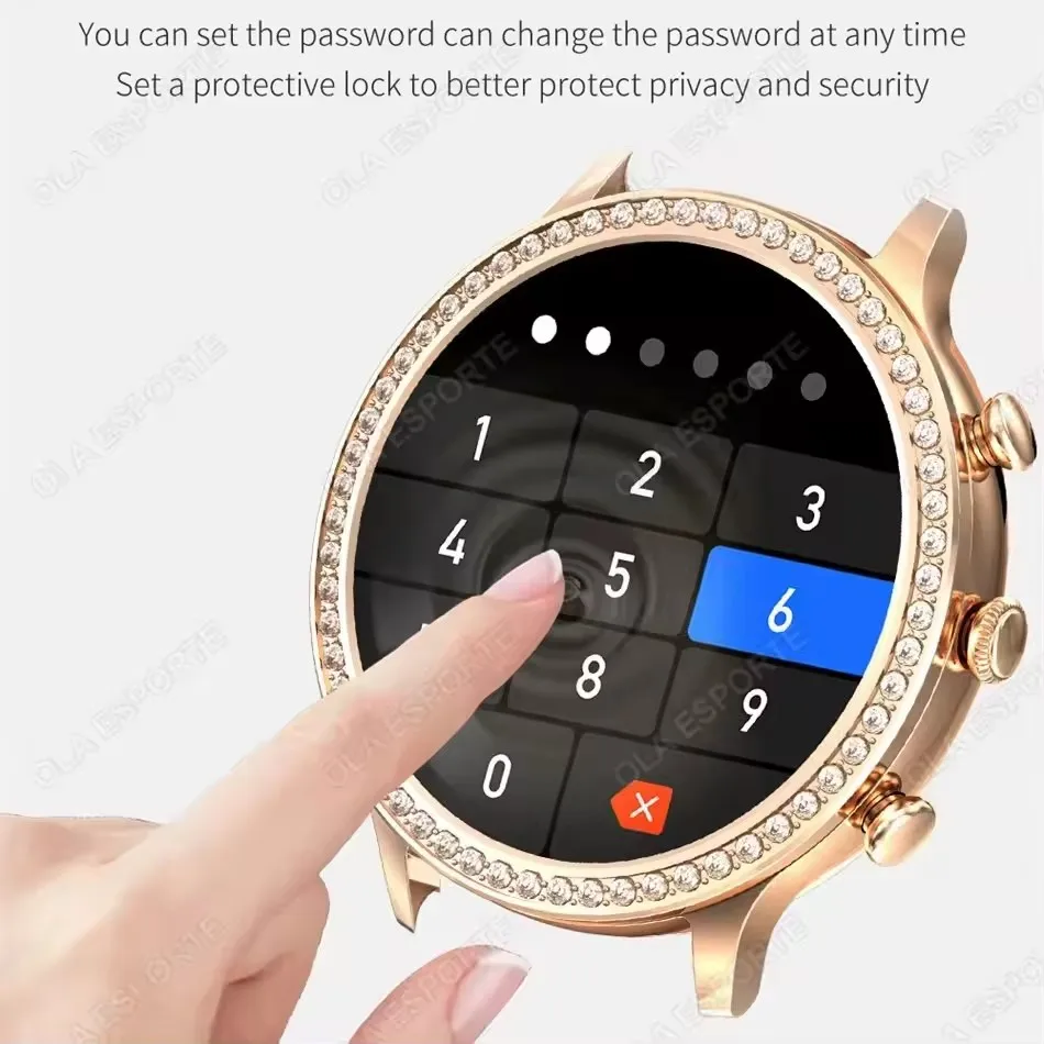 ساعة ذكية للنساء، سوار ساعة ماسي أنيق، شاشة AMOLED، اتصال بلوتوث عالي الدقة، ساعة ذكية مقاومة للماء، مراقبة معدل ضربات القلب والنوم