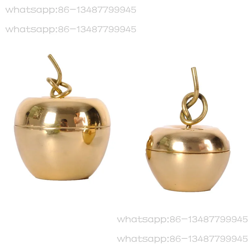 

Creative Brass Apple Ornament Living Room Entrance Ring Creative Gift Design Jewelry Storage Box Storage Jar