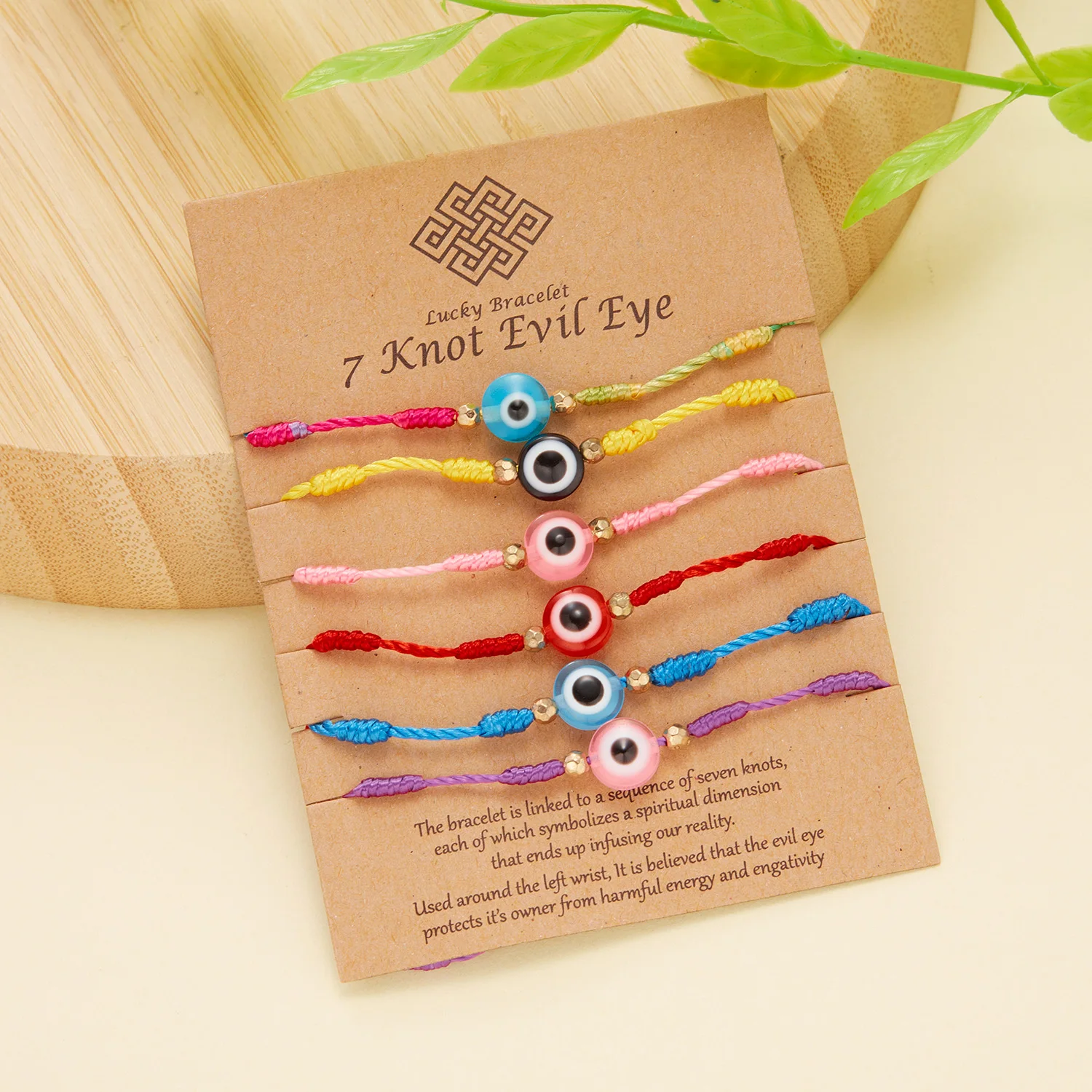 Turkish Colorful Evil Eye Bracelets Set 6pcs Men Lucky 7 Knots Red Black Braided Rope Charm Bracelet Couple Jewelry for Women