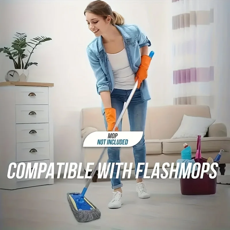 Tampon de vadrouille réutilisable 4 pièces, chiffon de vadrouille plat lavable et durable, adapté à un usage sec et humide,