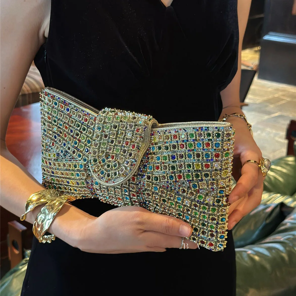 

Women Bow Full Rhinestone Evening Handheld Bag American Fashion Vintage Elegant Luxury Design Lady Shining Banquet Handbags