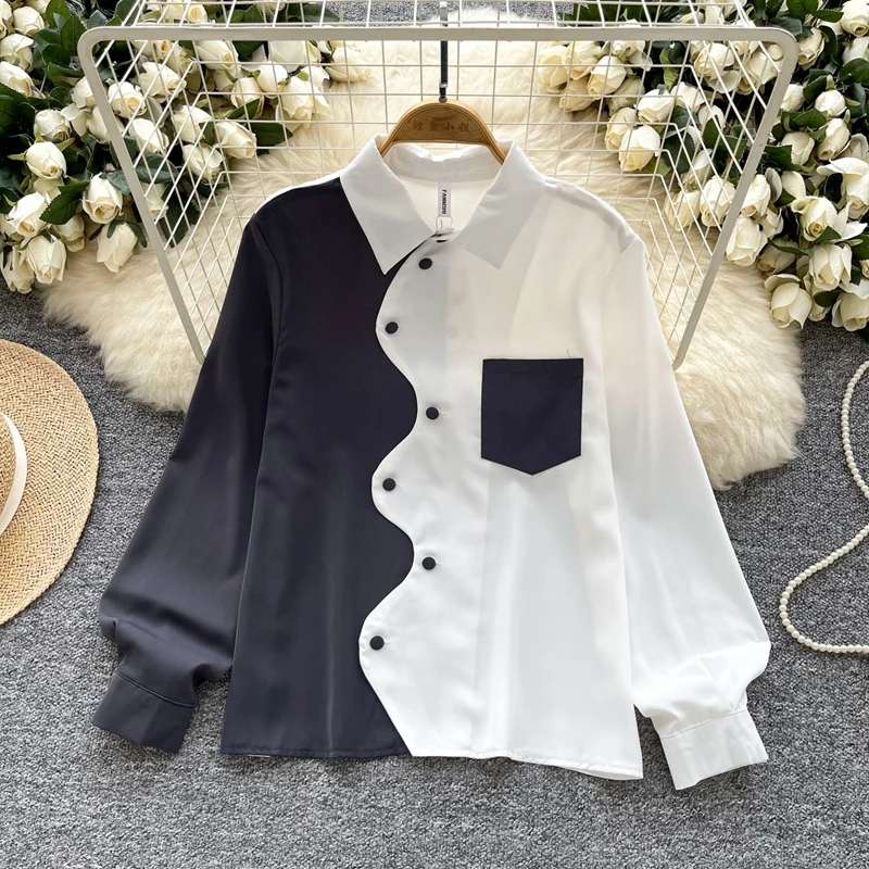 

Light Luxury Irregular Design Shirt Women's Summer Loose Fit Slim Casual Commuting Chic Top