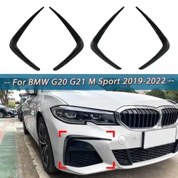 Dla BMW G20 G21 318i 320i 325i 330d 330e M sportowe 2019-2022 przednie Canards spojler zderzaka ramka światła przeciwmgielnego Body Kit czarny błyszczący ABS