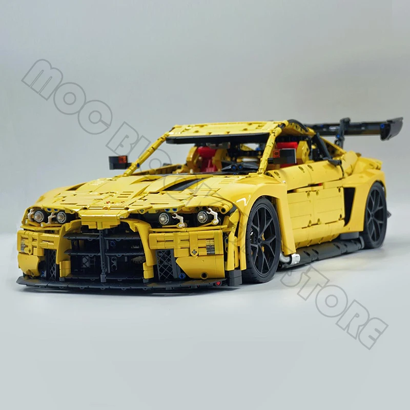 High-Tech Power Speed Yellow M4 Racing Car Model Track GT Hypercar JD040 Building Block Brick 1:8 Scale Children MOC Toys Gifts