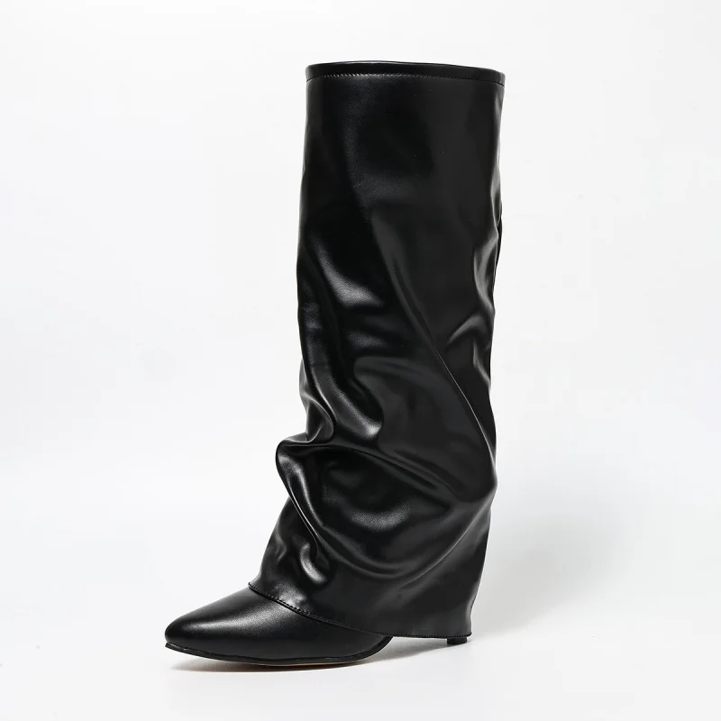 New Trend Long Women Boots Designer Knee-High Boots For Woman Slip-On Black Shoes Female 2026 High Heels Waterproof Ladies Shoe
