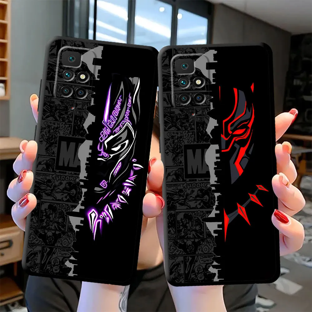 Cover Case for Xiaomi Redmi Note 10S 12S 11S 10 Pro 11 Pro 9 10 9S 8T 8 7 12 9T 12 Pro Luxury Marvel Black Panther Black Soft