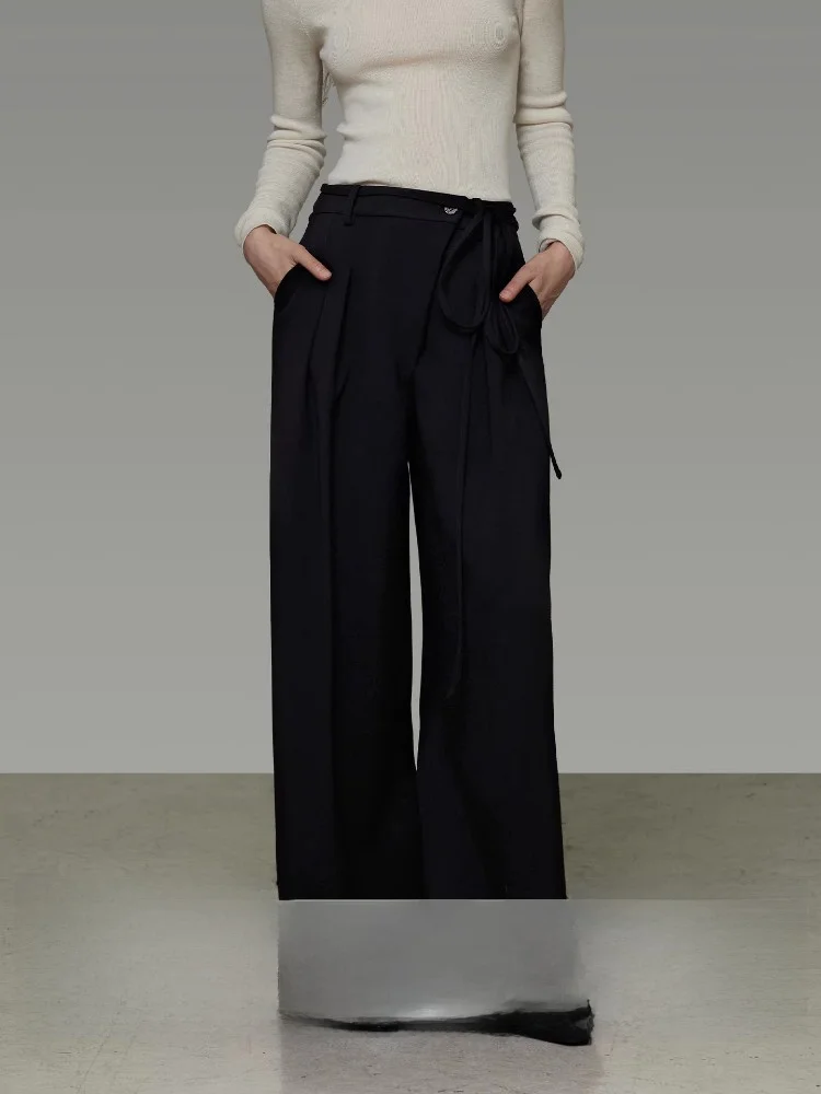 

Slimming Wide Leg Pants Women's Loose Fit Asymmetrical Zipper High Waist Casual Trousers Spring 2026 New Design Casual Pants