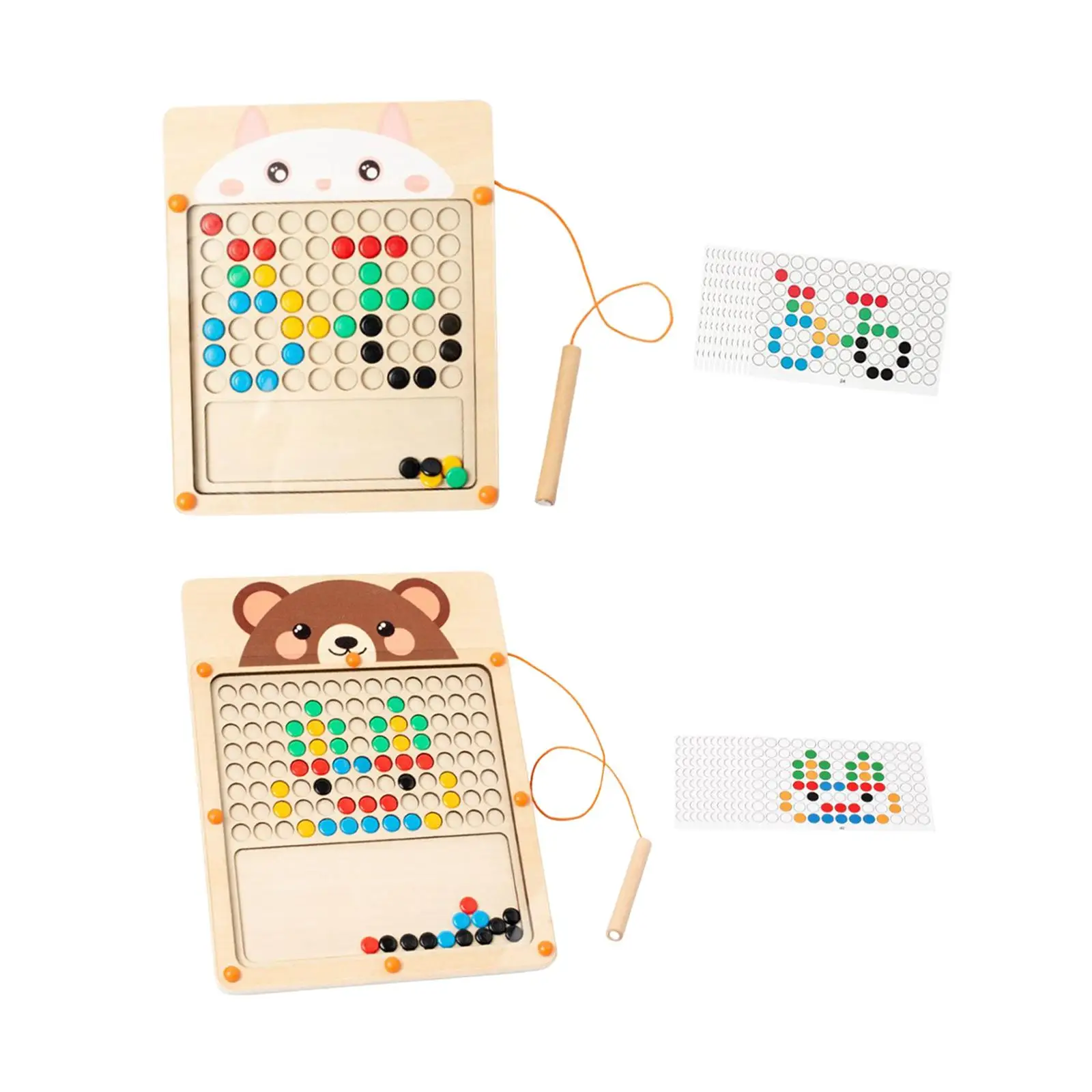 Magnetic Drawing Board Education Toy with Magnetic Pen and Beads Dot Board for Preschool 3+ Years Old Children Kids Holiday Gift