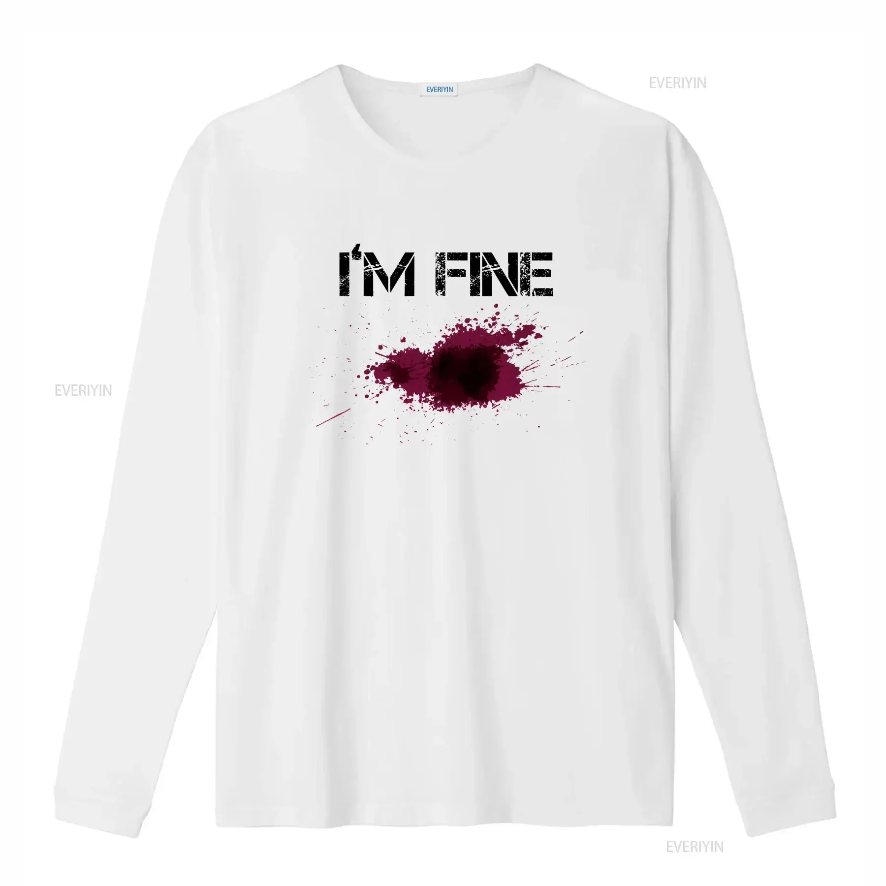 I'm Fine Sarcastic Zombie Slash Men's T Shirt Bloody Wound Halloween Party vintage Washed streetwear graphic designer clothes
