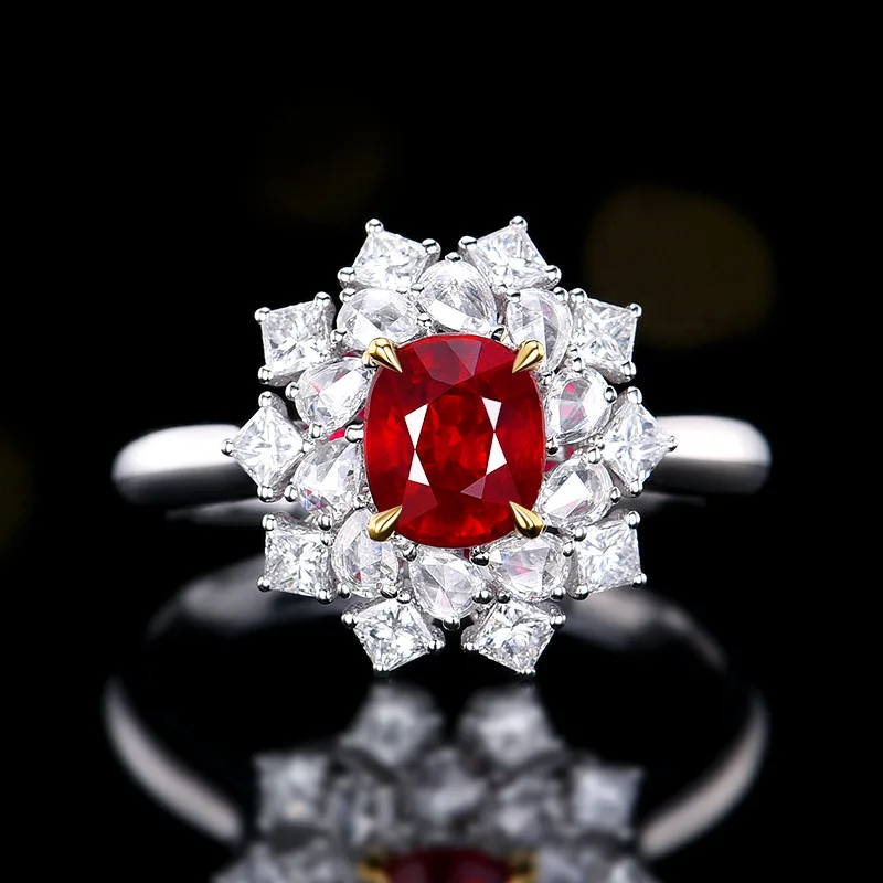 

Высококачественное новое открытое кольцо с натуральным рубином для женщин, элегантное кольцо с драгоценным камнем