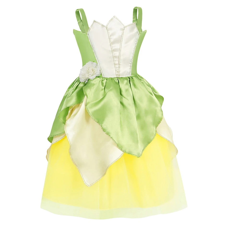 Girl Tiana Dress Christmas Forest Fairy Costume Halloween Masquerade Frog Princess Cosplay Clothing Infant Birthday Party Ball