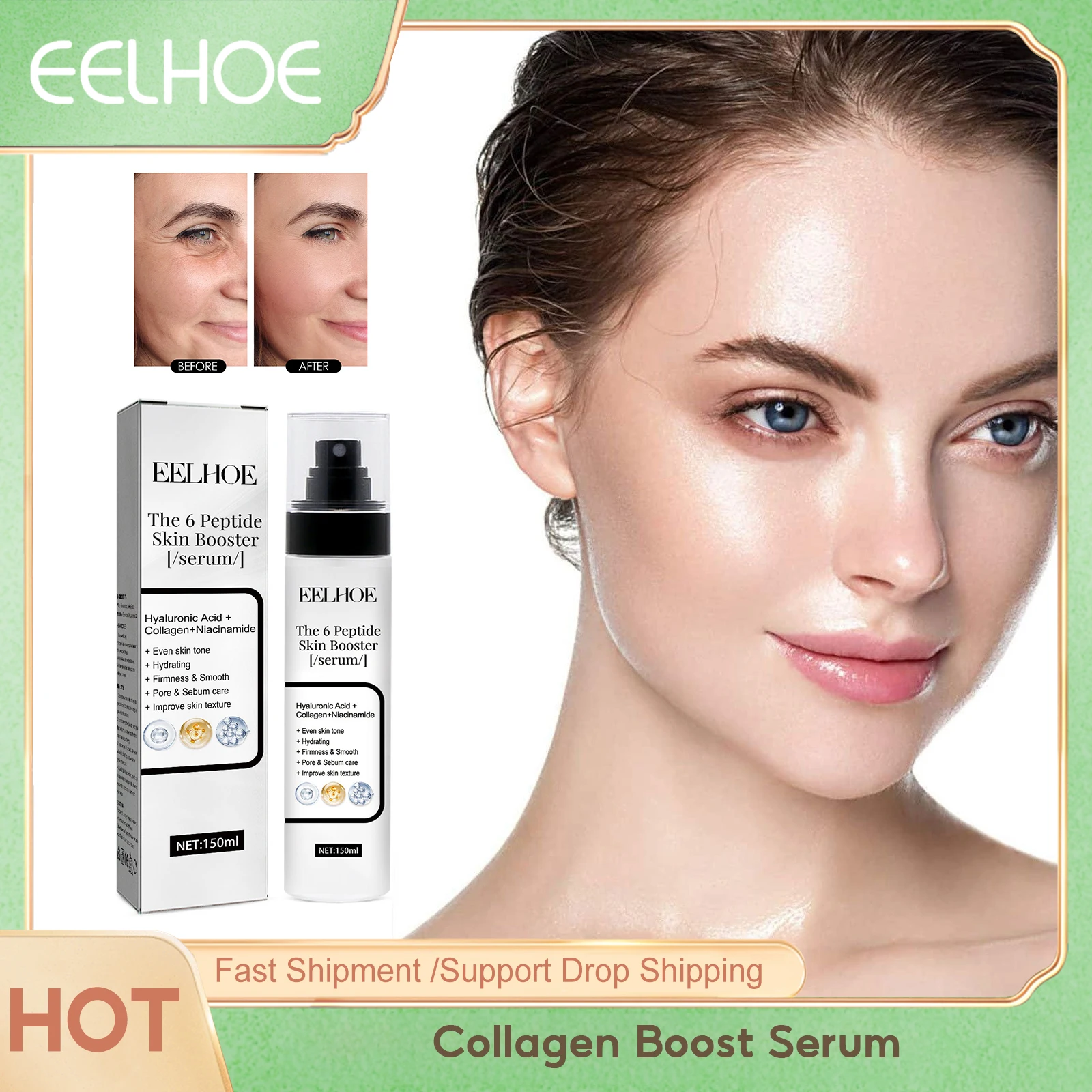 Kollagen Boost Serum verblassen Stirn falten reduzieren feine Linien erhöhen die Haute lastizität aufhellen feuchtigkeit spendende Anti-Aging-Essenz