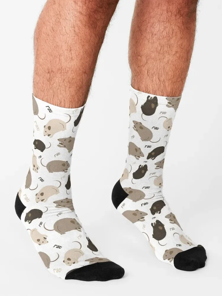 Chaussettes rétro en coton à motif de rat pour hommes et femmes, chaussettes de sport et de loisirs